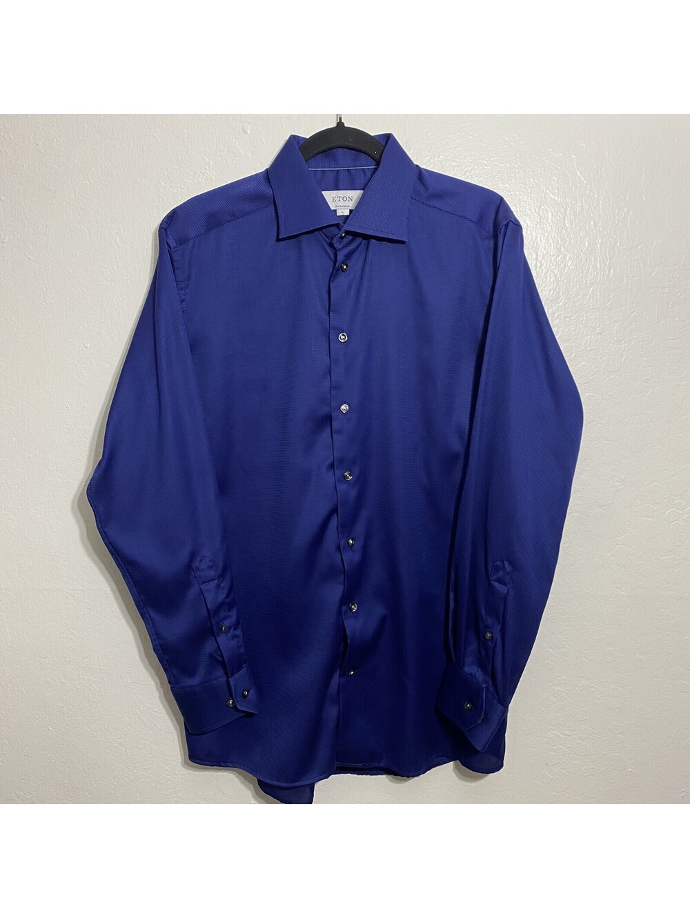 Eton Dress Contemporary Dress Shirt Mens 16 41 Large Blue Textured Long Sleeve